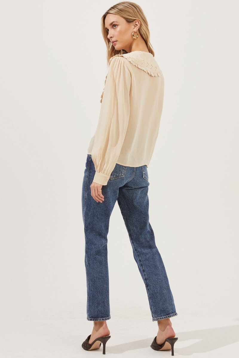 Blusa de cuello bobo color crema Evelyn - ASTR