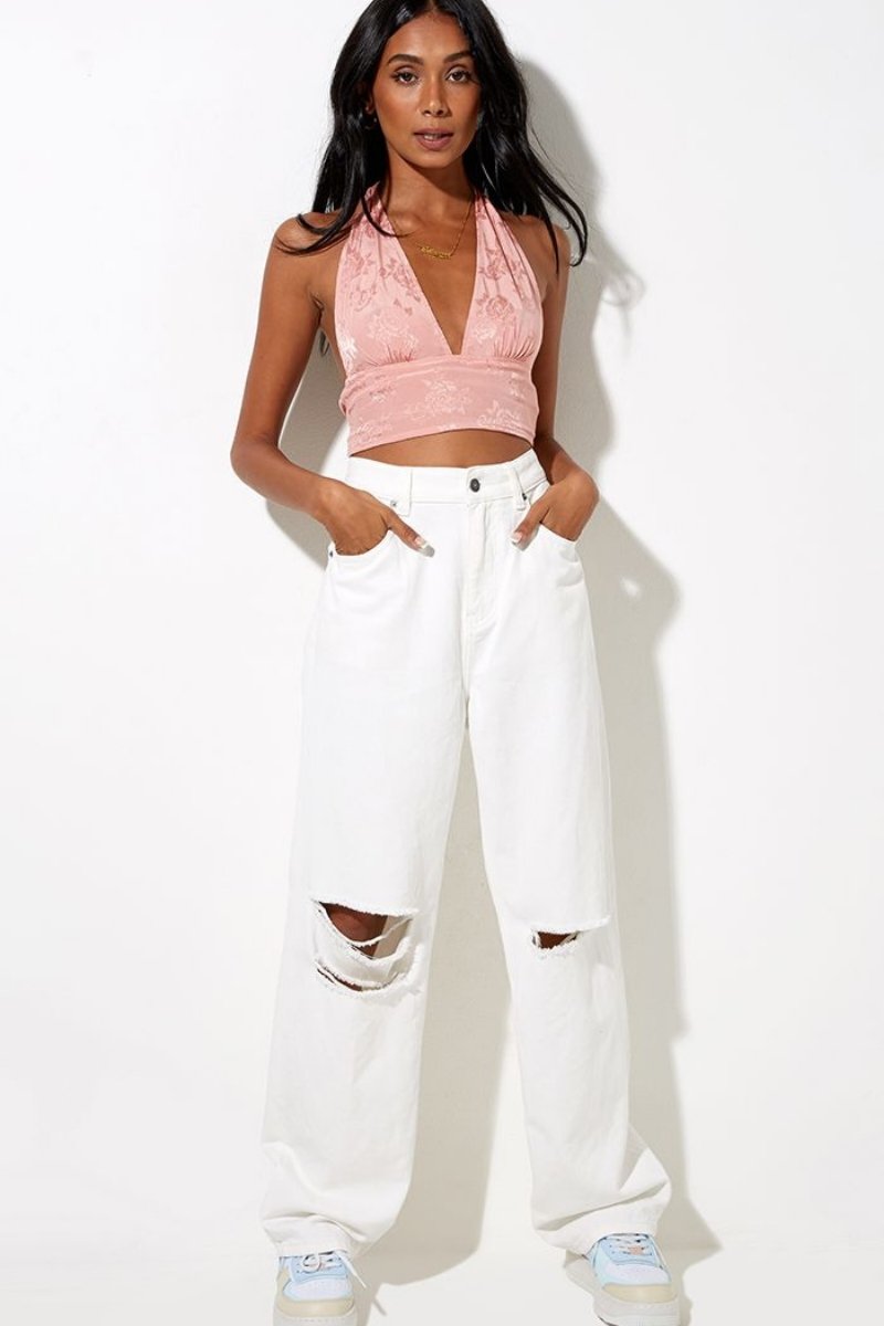 Crop top escote halter rosa Nanda | Motel - ALO NUI