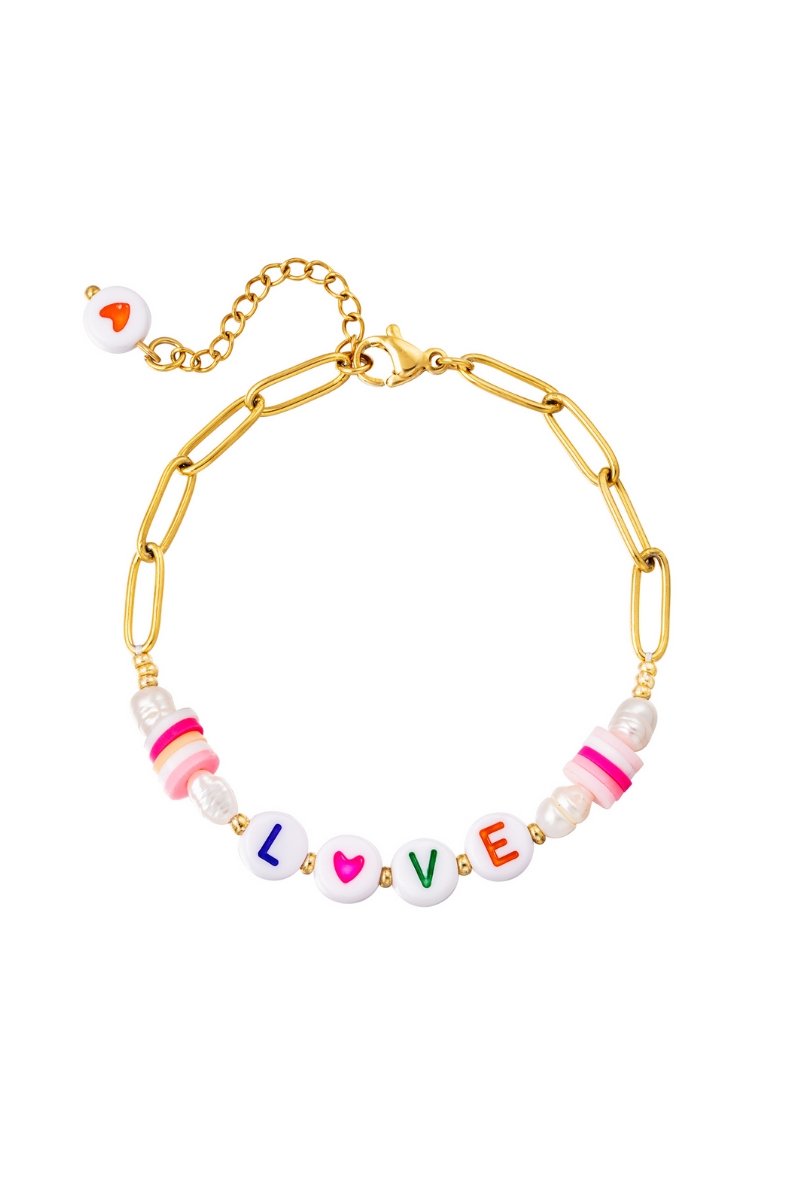 Pulsera de perlas y abalorios Love