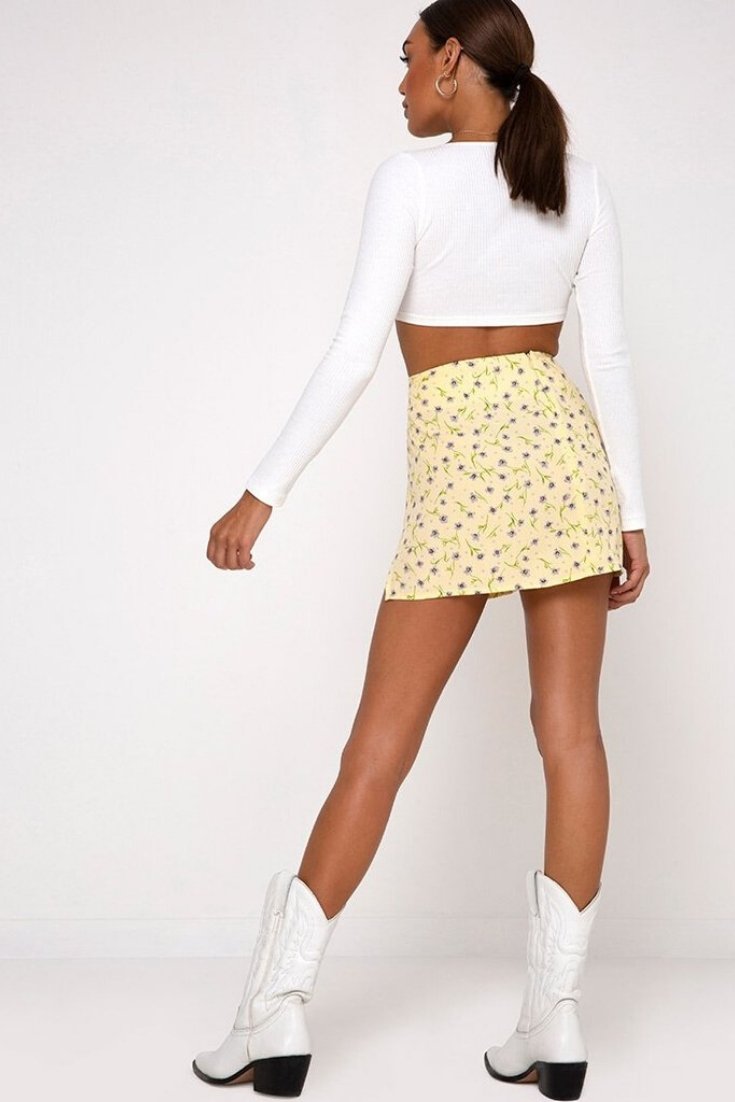 Mini falda Sheny wild amarilla flores | Motel - Faldas | ALO NUI