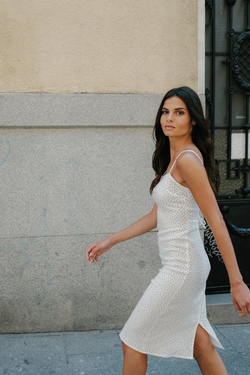 Vestido midi blanco topos Maria - Alo Nui