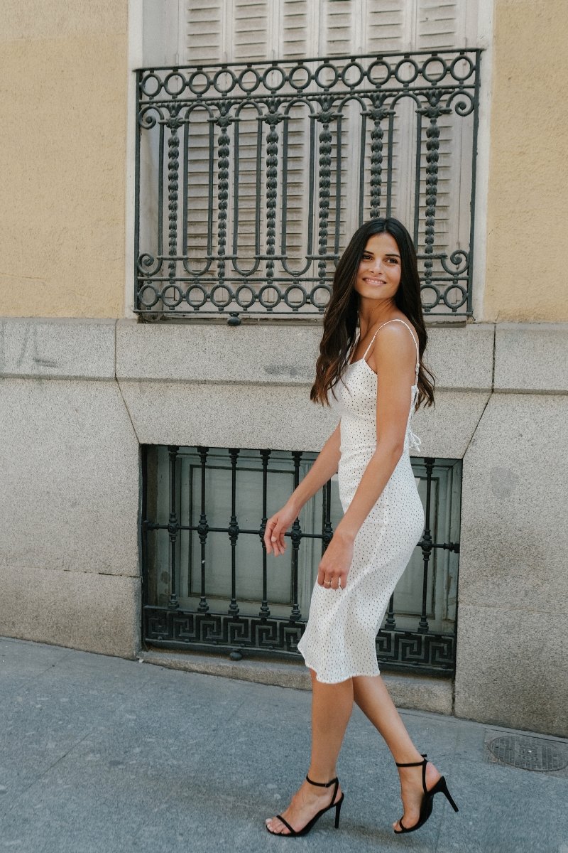 Vestido midi blanco topos Maria - Alo Nui