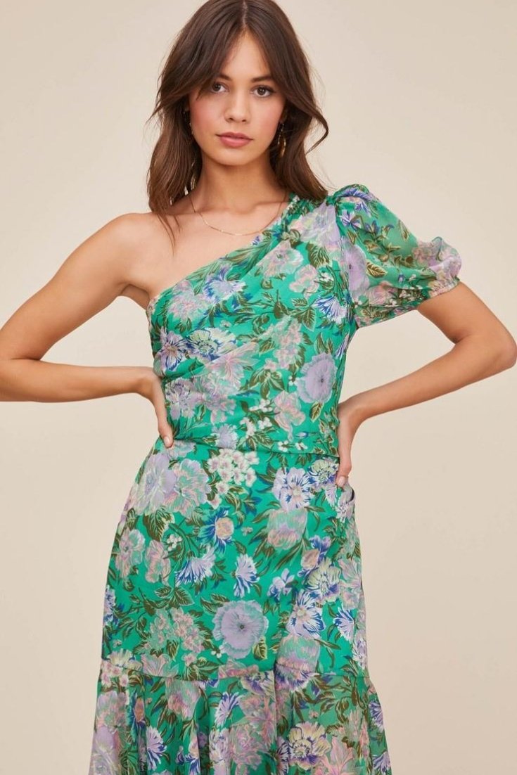 Vestido estampado Santorini verde | ASTR - Vestidos | ALO NUI