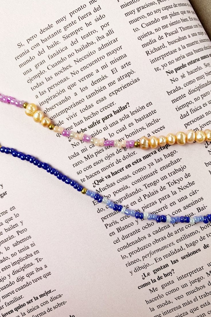 Collar de abalorios azules y perlas | La Bomba Jewelry | ALO NUI